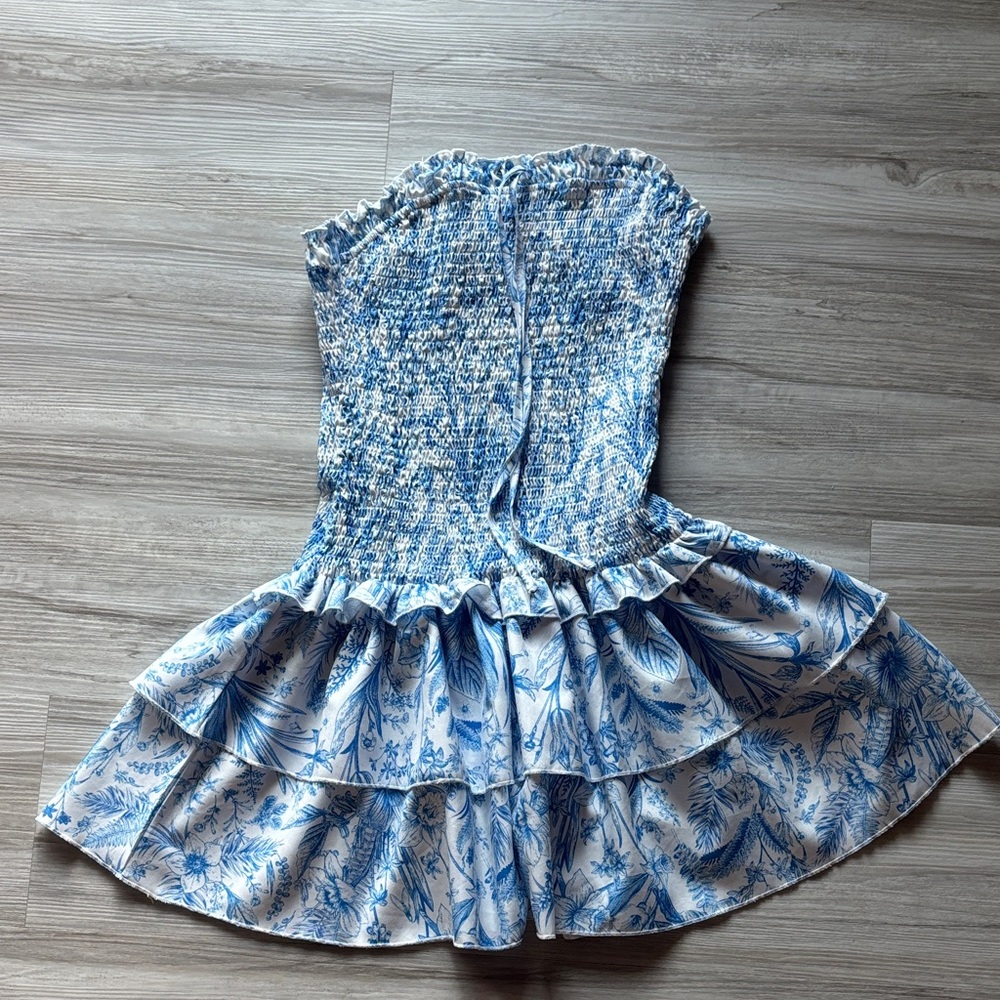 Elegant Blue Floral Mini Dress